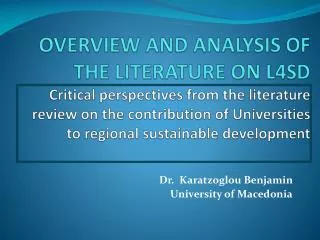 Dr. Karatzoglou Benjamin University of Macedonia