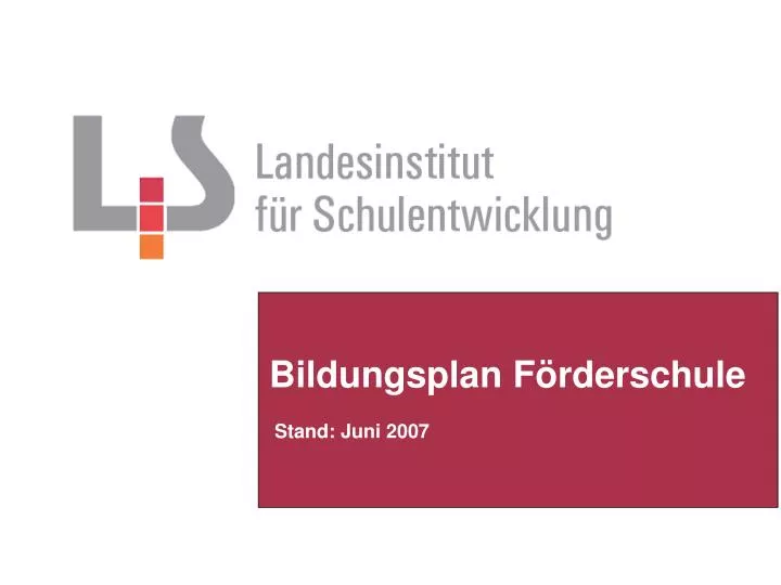 bildungsplan f rderschule stand juni 2007