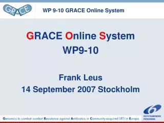 WP 9-10 GRACE Online System