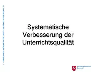 systematische verbesserung der unterrichtsqualit t