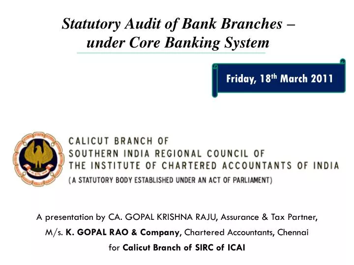 statutory audit of bank branches under core banking system