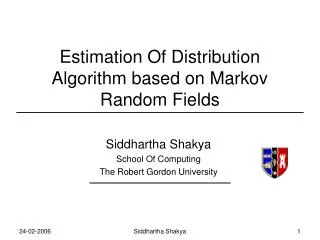 Estimation Of Distribution Algorithm based on Markov Random Fields