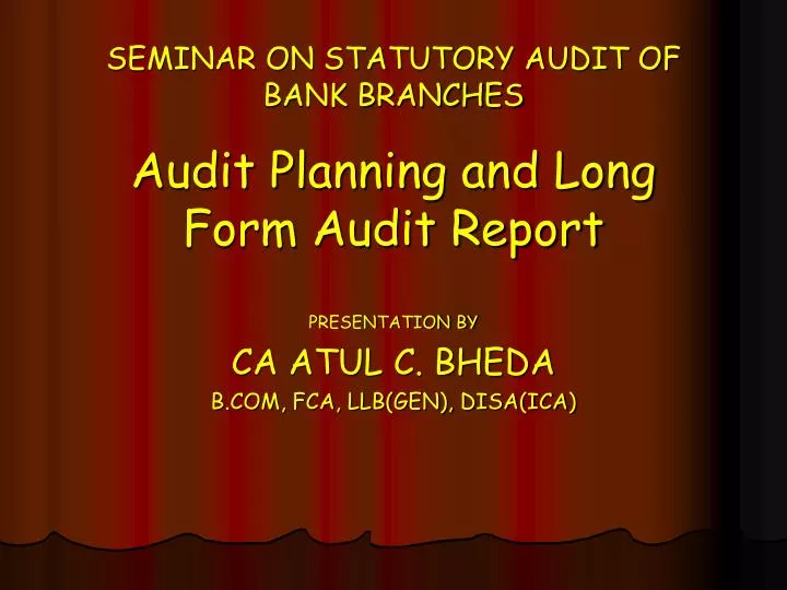 seminar on statutory audit of bank branches