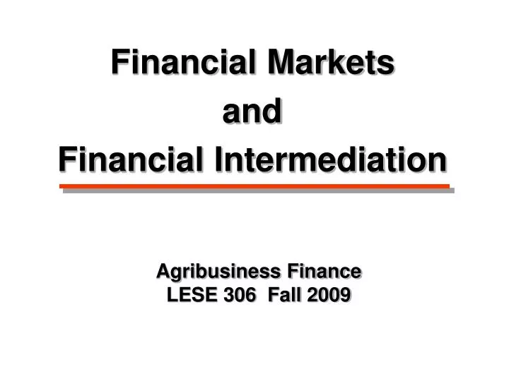 agribusiness finance lese 306 fall 2009