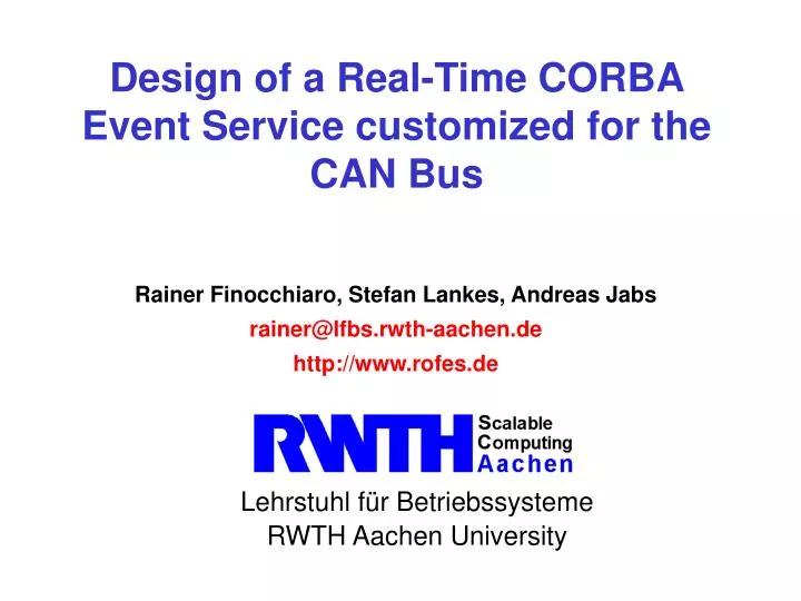 design of a real time corba event service customized for the can bus
