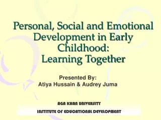 Personal, Social and Emotional Development in Early Childhood: Learning Together