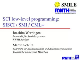 SCI low-level programming: SISCI / SMI / CML+