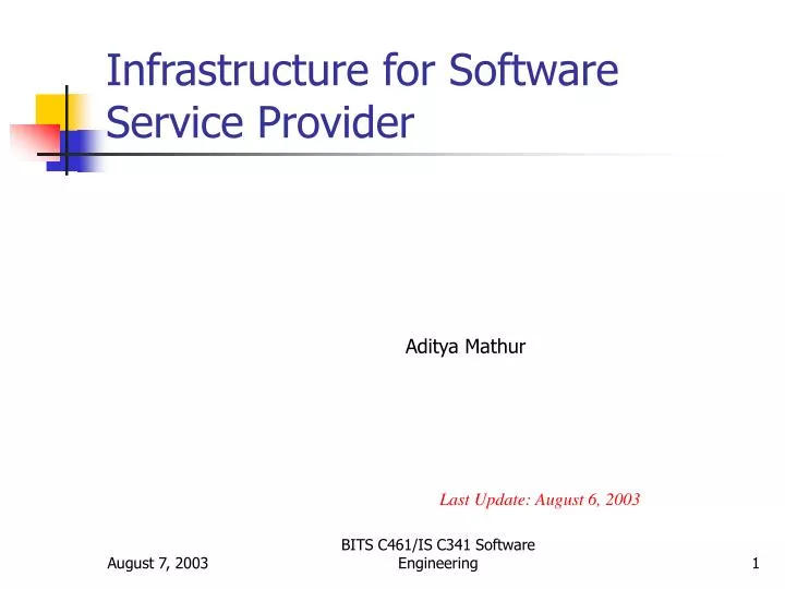 infrastructure for software service provider