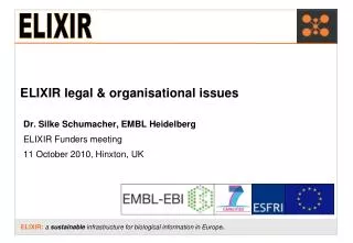 ELIXIR legal &amp; organisational issues