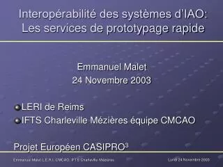 interop rabilit des syst mes d iao les services de prototypage rapide