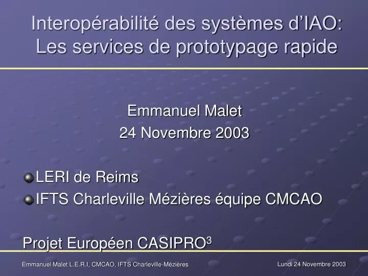 interop rabilit des syst mes d iao les services de prototypage rapide