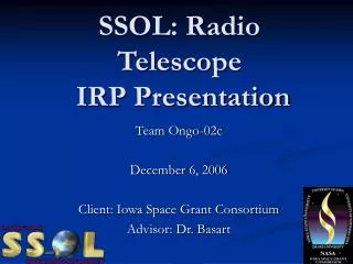 SSOL: Radio Telescope IRP Presentation