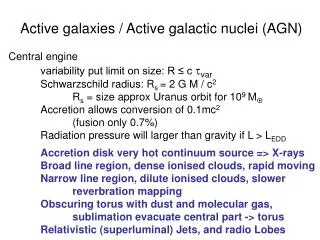 Active galaxies / Active galactic nuclei (AGN)