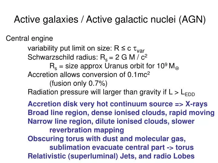 active galaxies active galactic nuclei agn