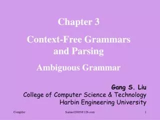 Chapter 3 Context-Free Grammars and Parsing Ambiguous Grammar