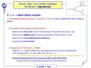 Z ? ?? ? lepton-hadron analysis: