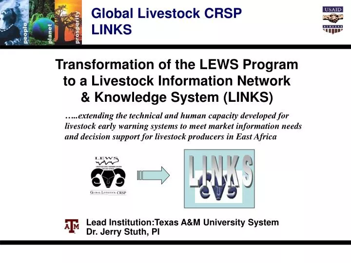 PPT - Transformation of the LEWS Program to a Livestock Information Network  & Knowledge System (LINKS) PowerPoint Presentation - ID:4703790