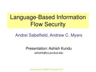Language-Based Information Flow Security