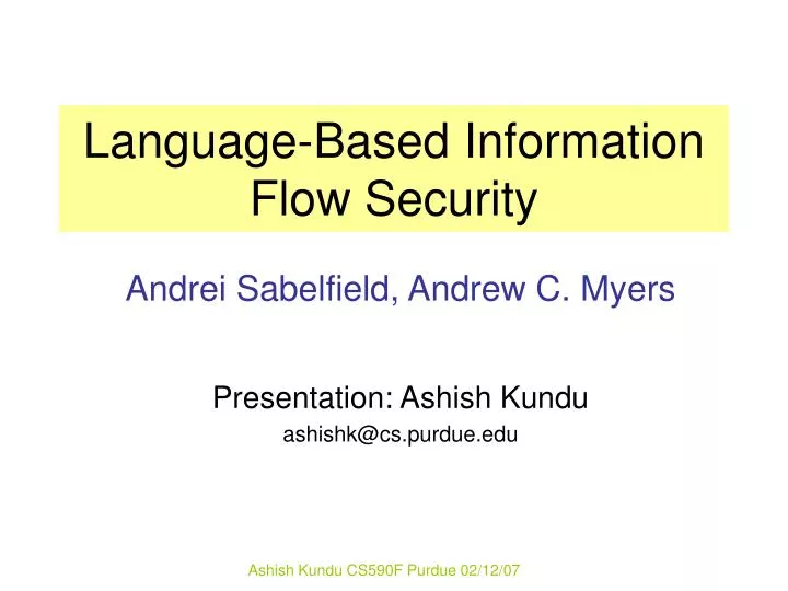 language based information flow security