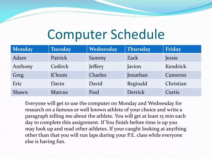 computer schedule