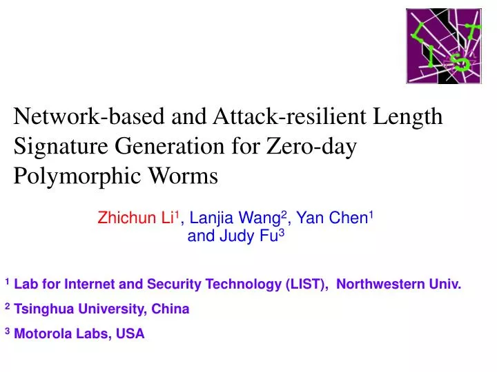 network based and attack resilient length signature generation for zero day polymorphic worms