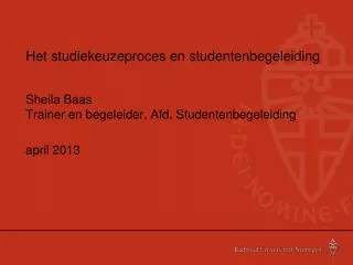 het studiekeuzeproces en studentenbegeleiding