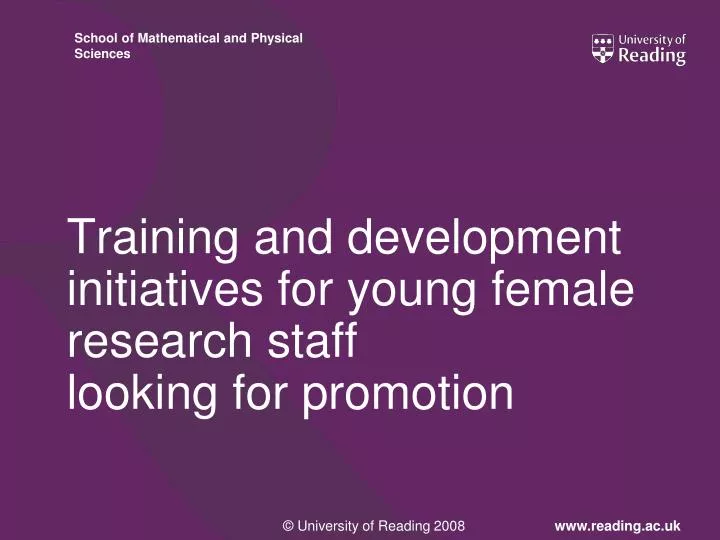 training and development initiatives for young female research staff looking for promotion
