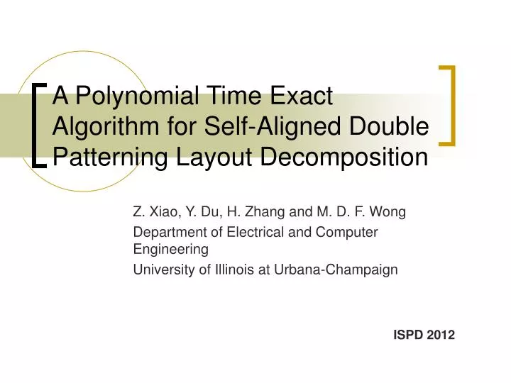 a polynomial time exact algorithm for self aligned double patterning layout decomposition