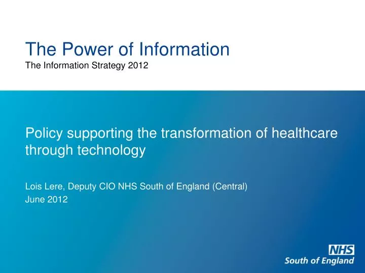 the power of information the information strategy 2012