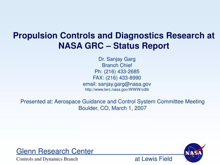 propulsion controls and diagnostics research at nasa grc status report