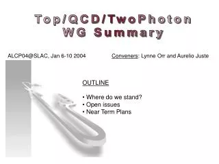 Top/QCD/TwoPhoton WG Summary
