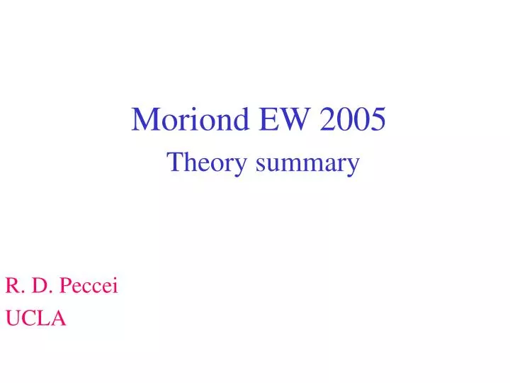 moriond ew 2005 theory summary