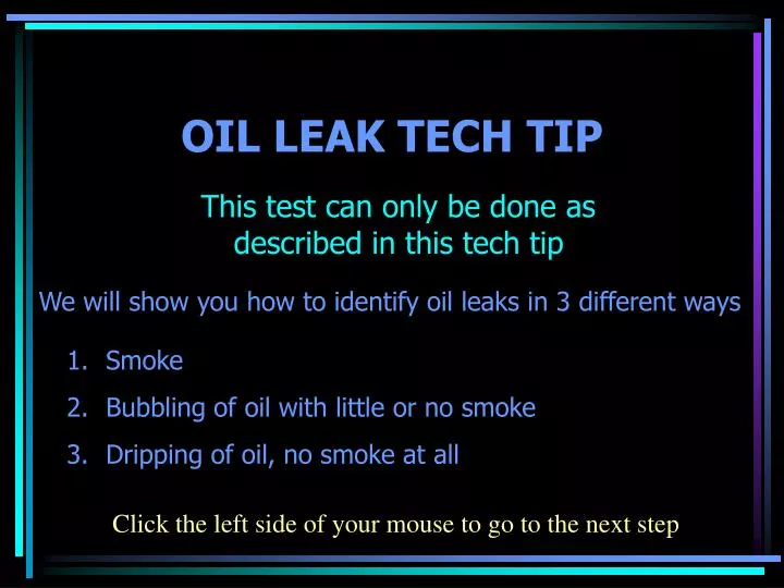 oil leak tech tip