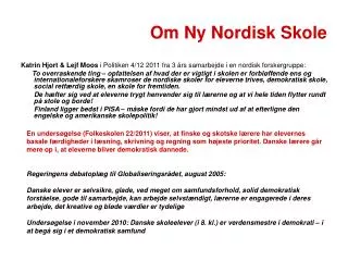 om ny nordisk skole