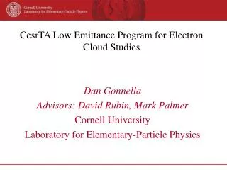 CesrTA Low Emittance Program for Electron Cloud Studies