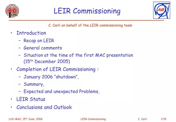 leir commissioning