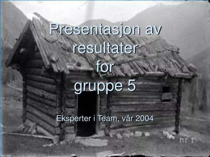 presentasjon av resultater for gruppe 5 eksperter i team v r 2004