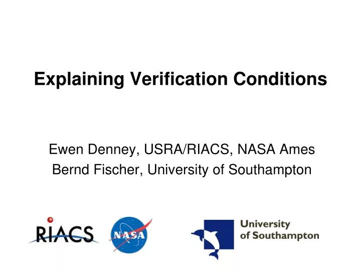 explaining verification conditions