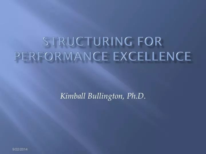 structuring for performance excellence