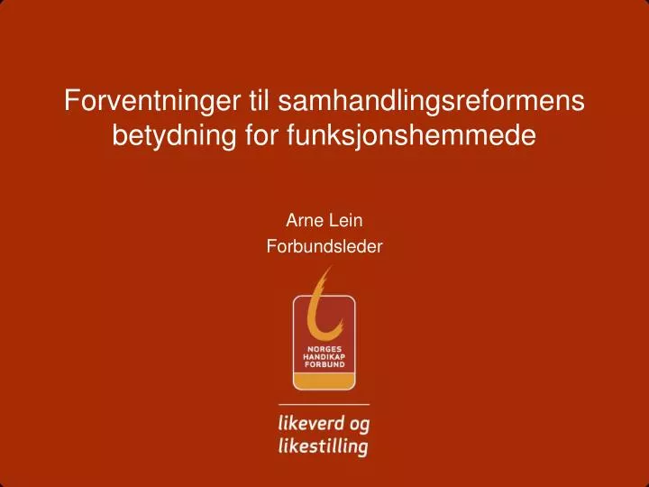 forventninger til samhandlingsreformens betydning for funksjonshemmede