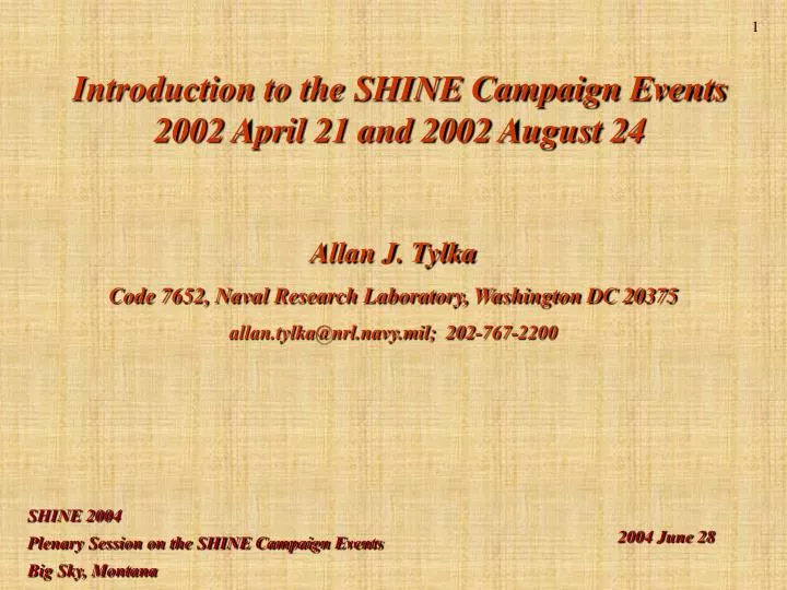 introduction to the shine campaign events 2002 april 21 and 2002 august 24