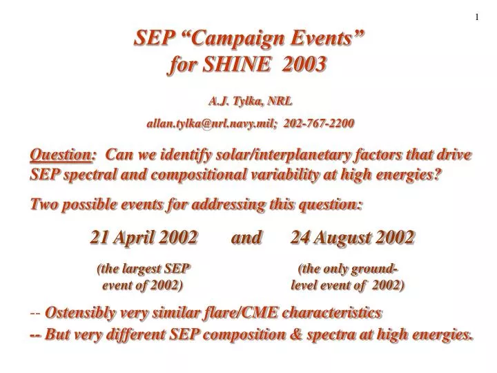 sep campaign events for shine 2003