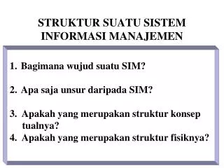 struktur suatu sistem informasi manajemen