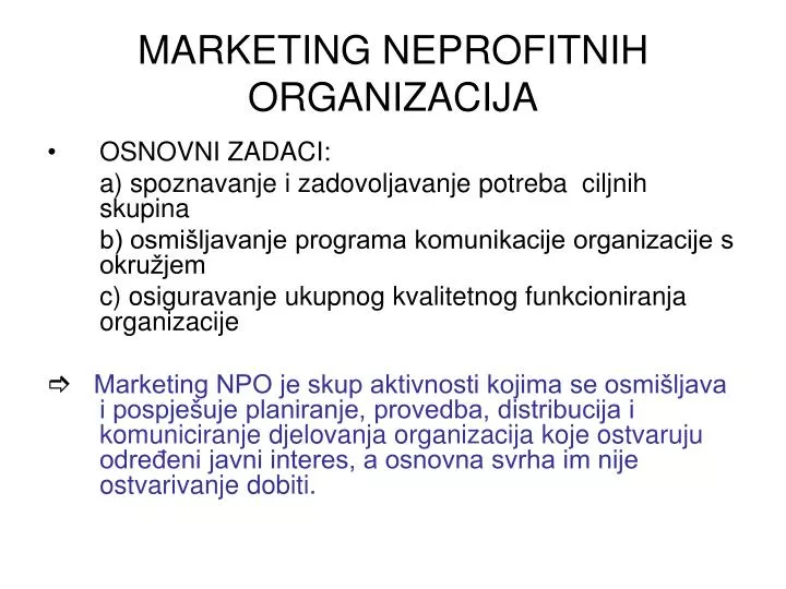 marketing neprofitnih organizacija