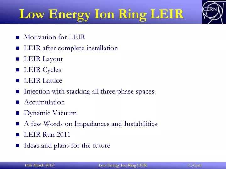 low energy ion ring leir