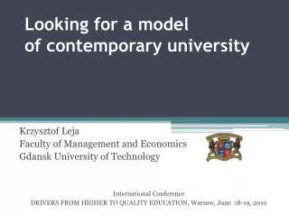 Looking for a model of contemporary university