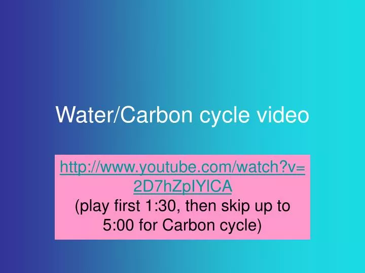 water carbon cycle video