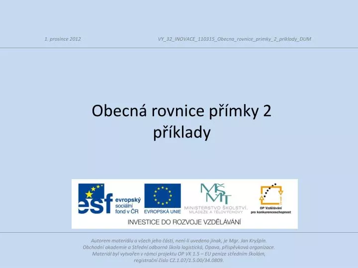 obecn rovnice p mky 2 p klady