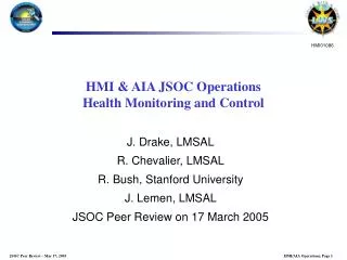HMI &amp; AIA JSOC Operations Health Monitoring and Control