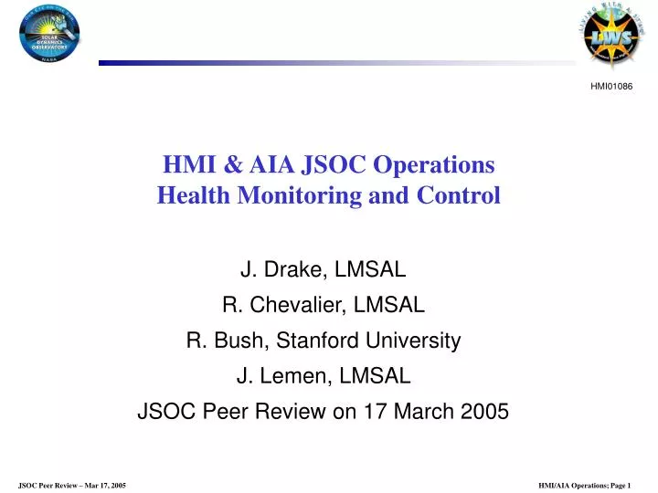 hmi aia jsoc operations health monitoring and control